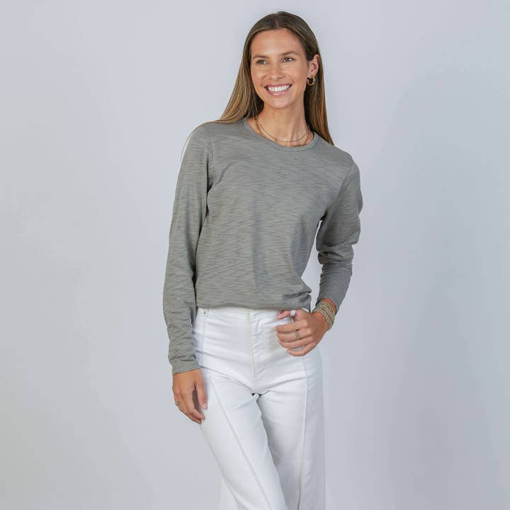 The Classic Tee in Smoky Green - Long Sleeve for wholesale by erin gray