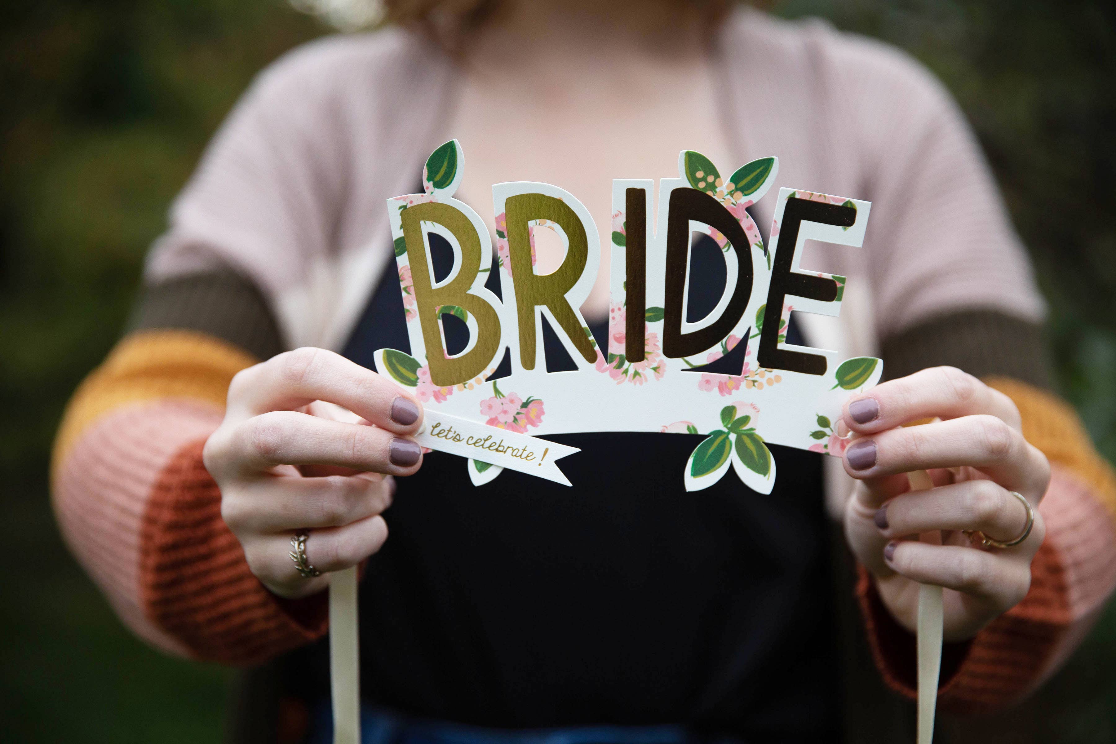 The First Snow - Wholesale Party Hat/Crown - Bride Gold with Flowers Wearable Paper Crown with Ribbon1