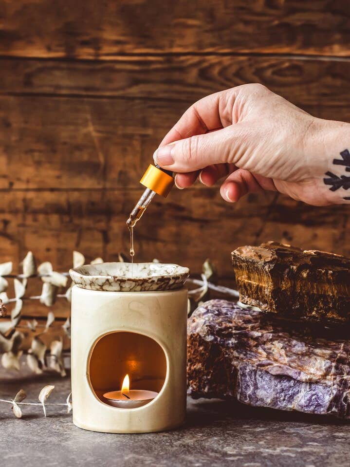 Handmade Ceramic Oil Burner - Sand / Speckled for wholesale by Mindful Living Co.