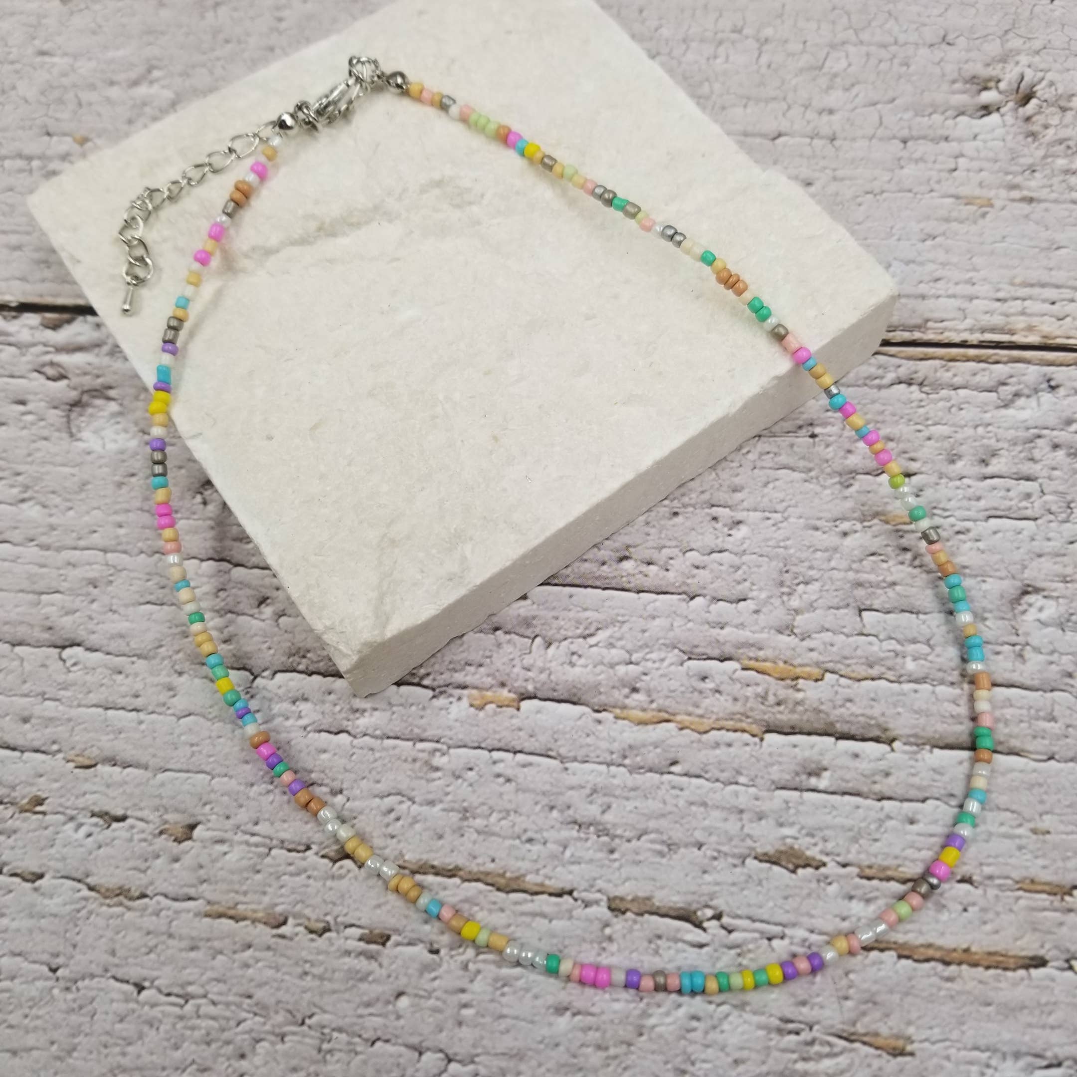 Treasure Wholesale - Wholesale Beaded/Pearl Necklace - Boho Layered Colorful Miyuke Bead Necklace9
