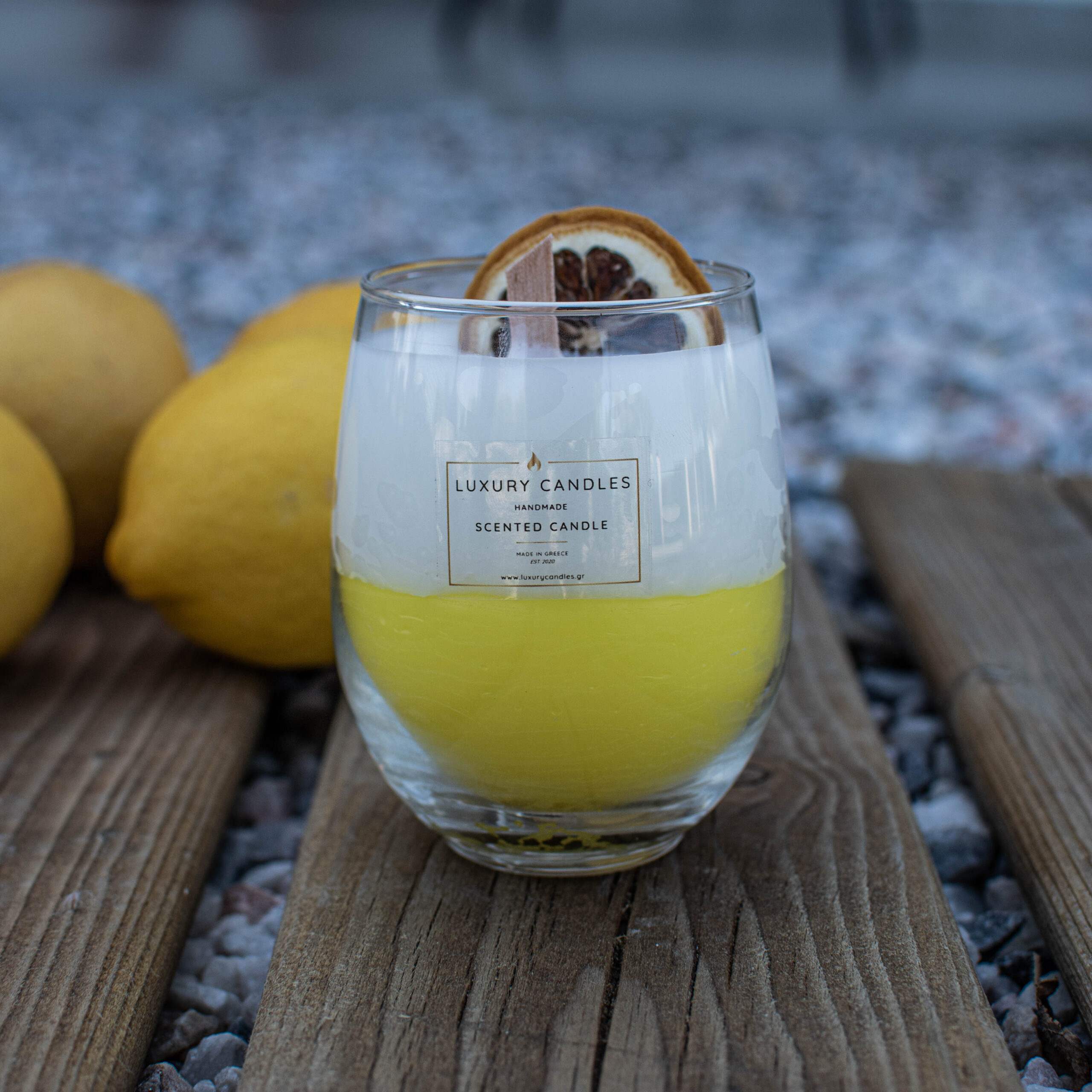 LUXURY CANDLES – Großhandel Kerze im Glas / gefüllte Kerze – Lemon Pie Duftkerze