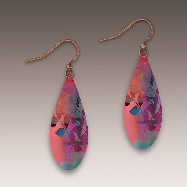 Tropiska Twilight Foliage Dew Drop handgjorda örhängen för wholesale av Illustrated Light & DC Designs