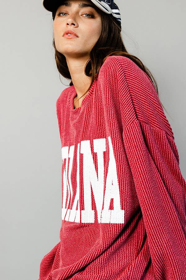 BUCKETLIST INC - Wholesale Graphic Sweatshirt - Women's - T1770I -'INDIANA' Comfy Oversize Graphic Sweatshirt, Gameday7