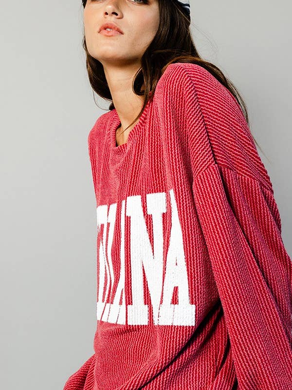 BUCKETLIST INC - Wholesale Graphic Sweatshirt - Women's - T1770I -'INDIANA' Comfy Oversize Graphic Sweatshirt, Gameday7