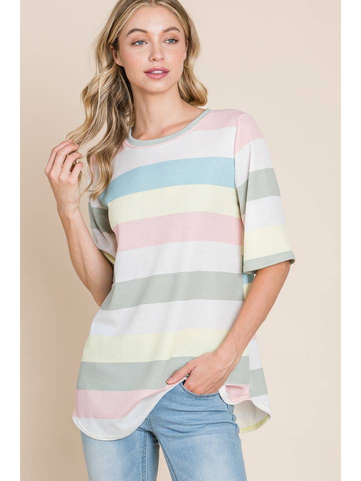 BOMBOM - Wholesale Tunic - Women's - TA1786-ST WAFFLE-KNIT TEE