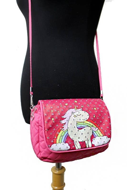 Cap Zone – wholesale Crossbody bag – kids – Unicorn Printed With Silver Glitter Crossbody4