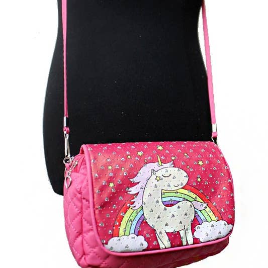 Cap Zone – wholesale Crossbody bag – kids – Unicorn Printed With Silver Glitter Crossbody4