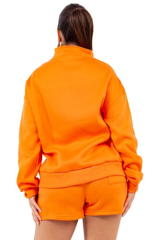 Orange WOMEN FASHION SWEATSHIRT AND SHORT SET for wholesale on Faire3