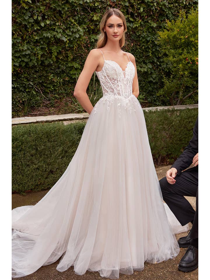 Off White LACE & TULLE A-LINE WEDDING DRESS for wholesale on Faire
