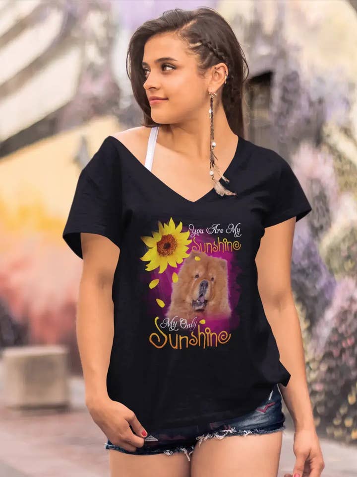 Camiseta ULTRABASIC con cuello en V para mujer My Only Sunshine, Chow Chow, camisa vintage para venta al por mayor de ULTRABASIC