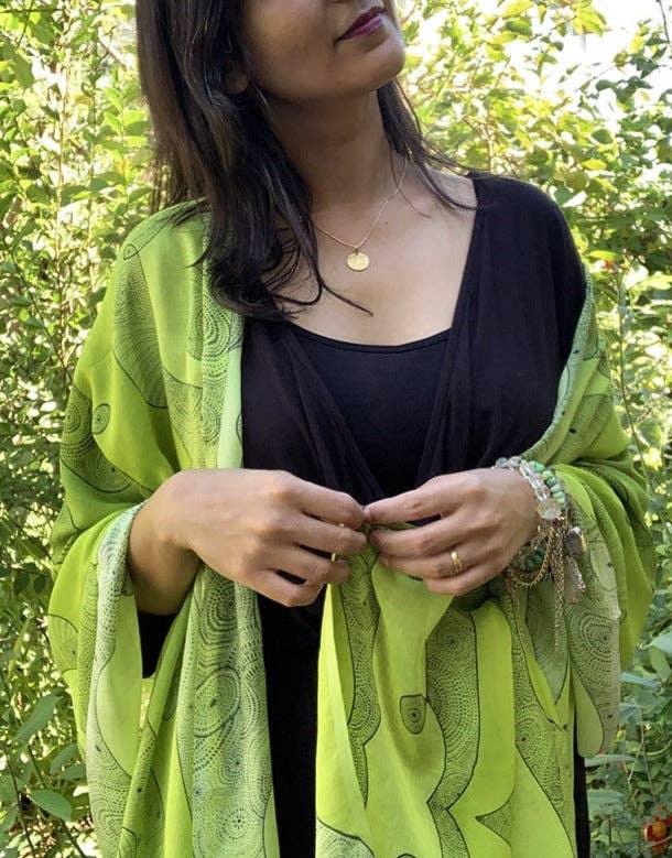 LOVELEEN®️ - Wholesale Scarf - Women's - 'Shining star of the Infinite galaxy' scarf (lime green)2