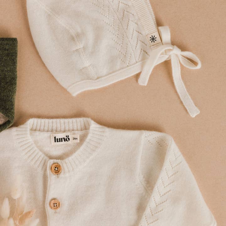 Lunö Tricot - Wholesale Newborn/Knit Hat - Baby - Cashmere Baby Hat - Penelope White4