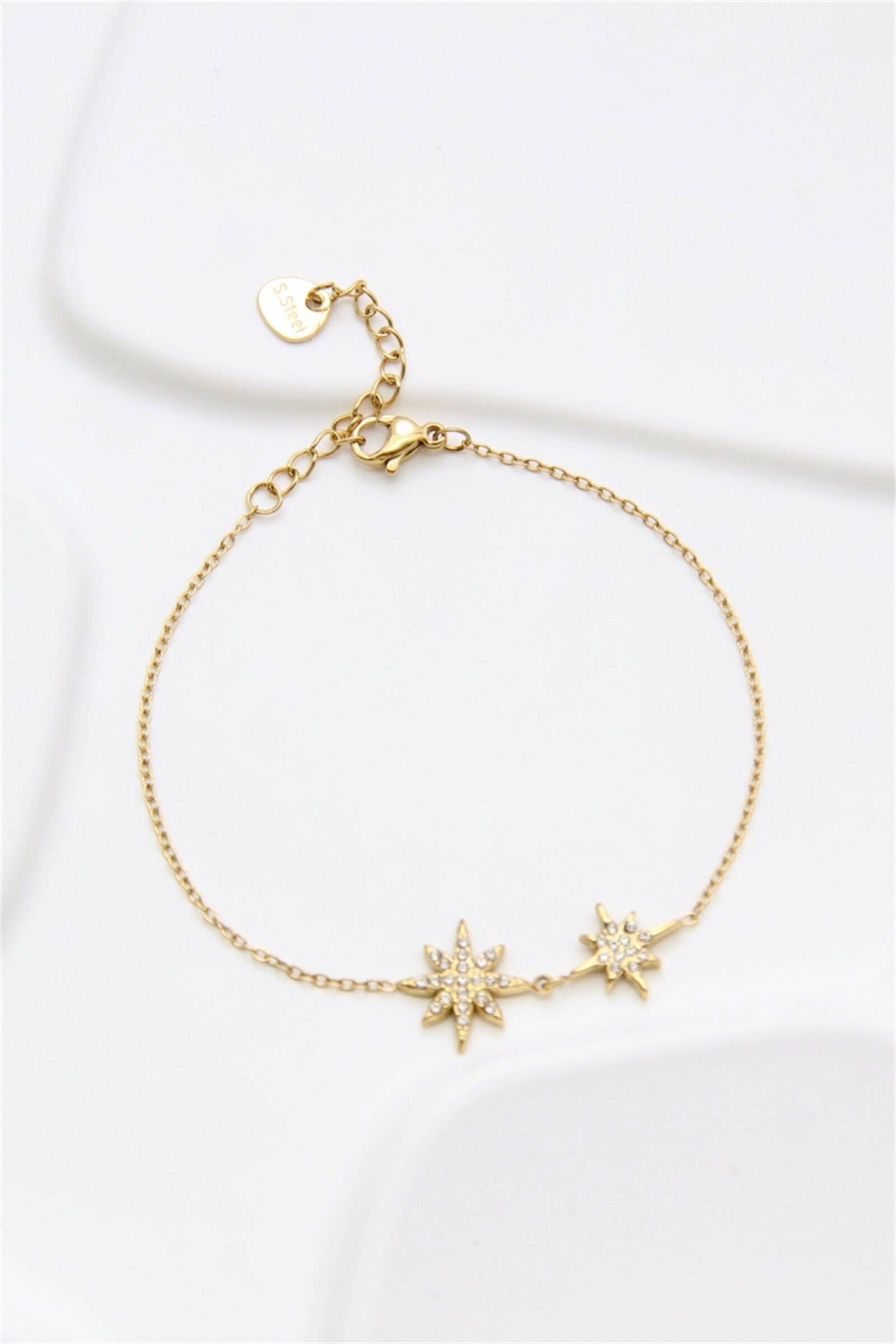 BELLISSIMA BIJOUX - Wholesale Bedelarmbandje - Sterrenarmband van Verguld Roestvrij Staal – Hemelse Charme0