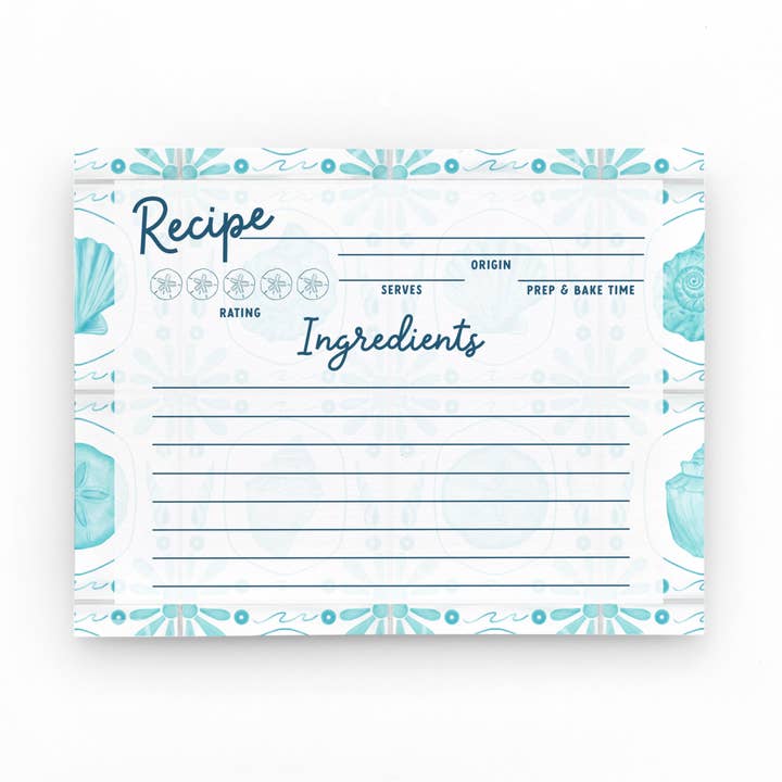 Coastal Recipe Cards | Recipe Card Set of 12 | Ocean Tile for wholesale by 25 Sweetpeas
