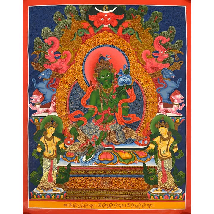Groene Tara Thangka voor wholesale door Art Of Tibet