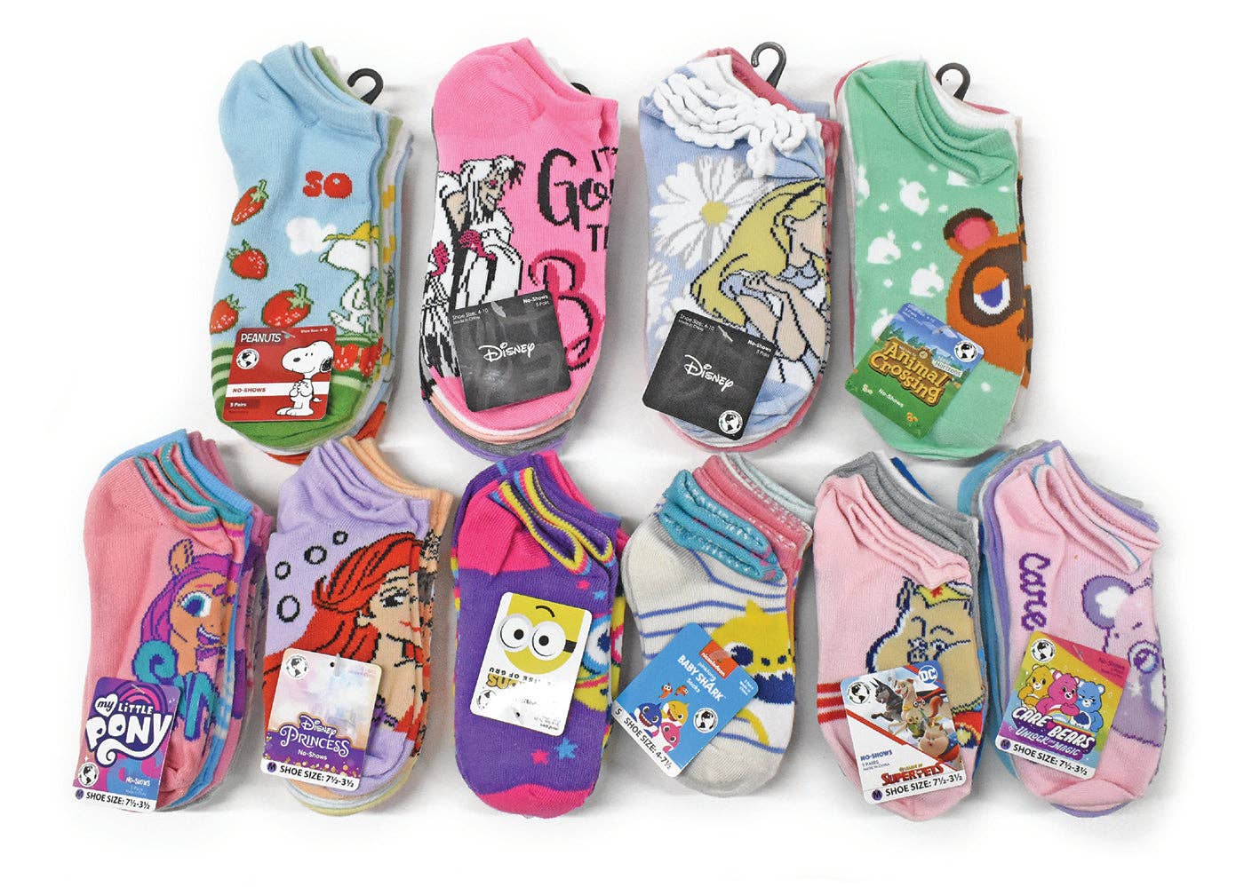 Infinite Basics - Wholesale Socks - Kids - 20-Pairs Licensed Assorted Kids' No-Show Socks1