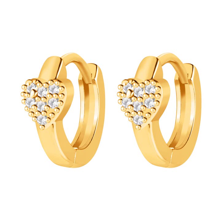 boucles d'oreilles huggie en pierre blanche en forme de cœur pour la vente par Cool and Interesting