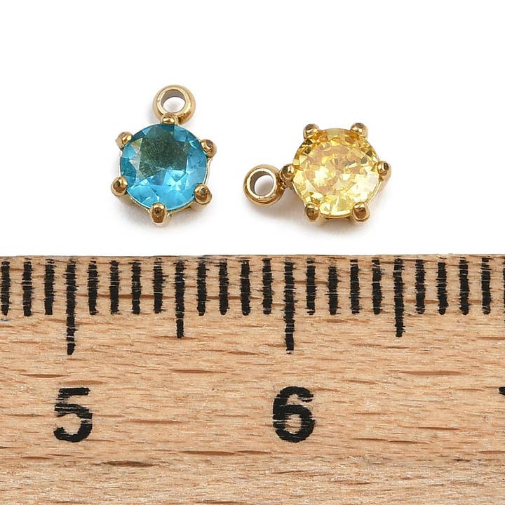Love, Paige Designs - Wholesale Individual Charm/Pendant - Cubic Zironia Birthstone Gold Charm Set2