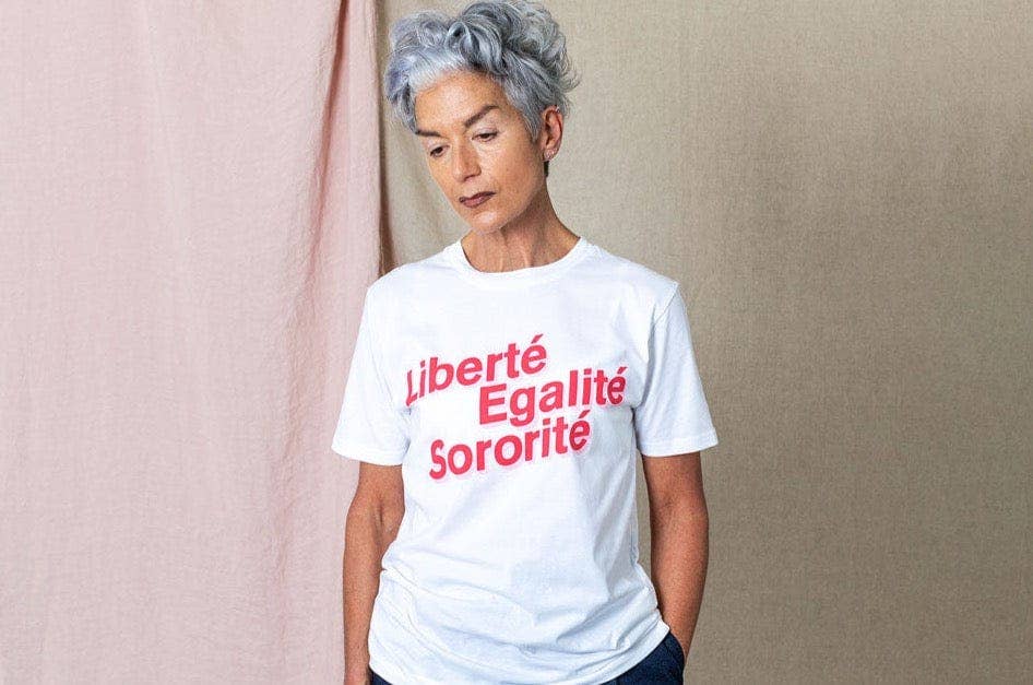 Wholesale Liberté, Egalité, Sororité White Organic Cotton T-Shirt