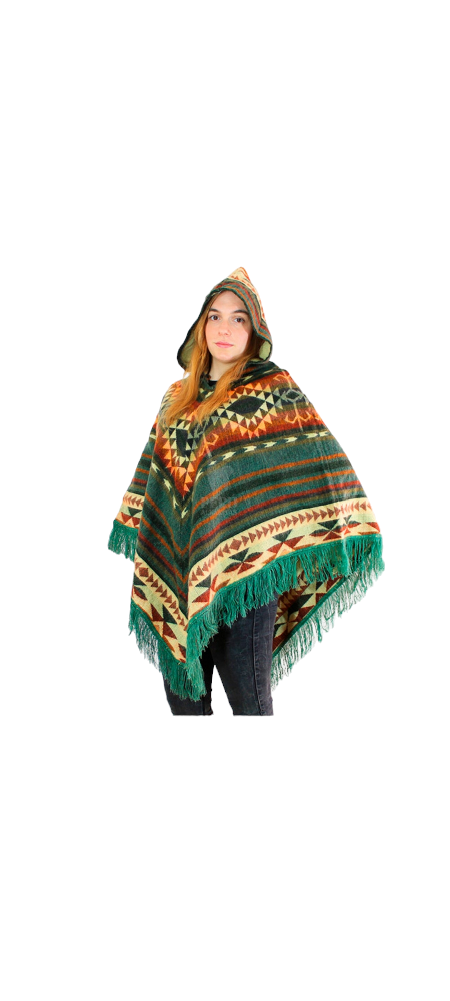 MODA LATINA – Engroshandel Poncho - Dame – Alpaca Poncho med indfødt mønster trekantet design6