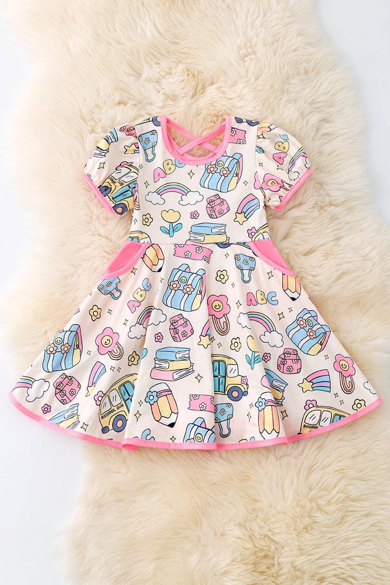 Kids Charm Online - Wholesale Dress - Kids - Back to school girls twirl dress with pockets. DRG511490