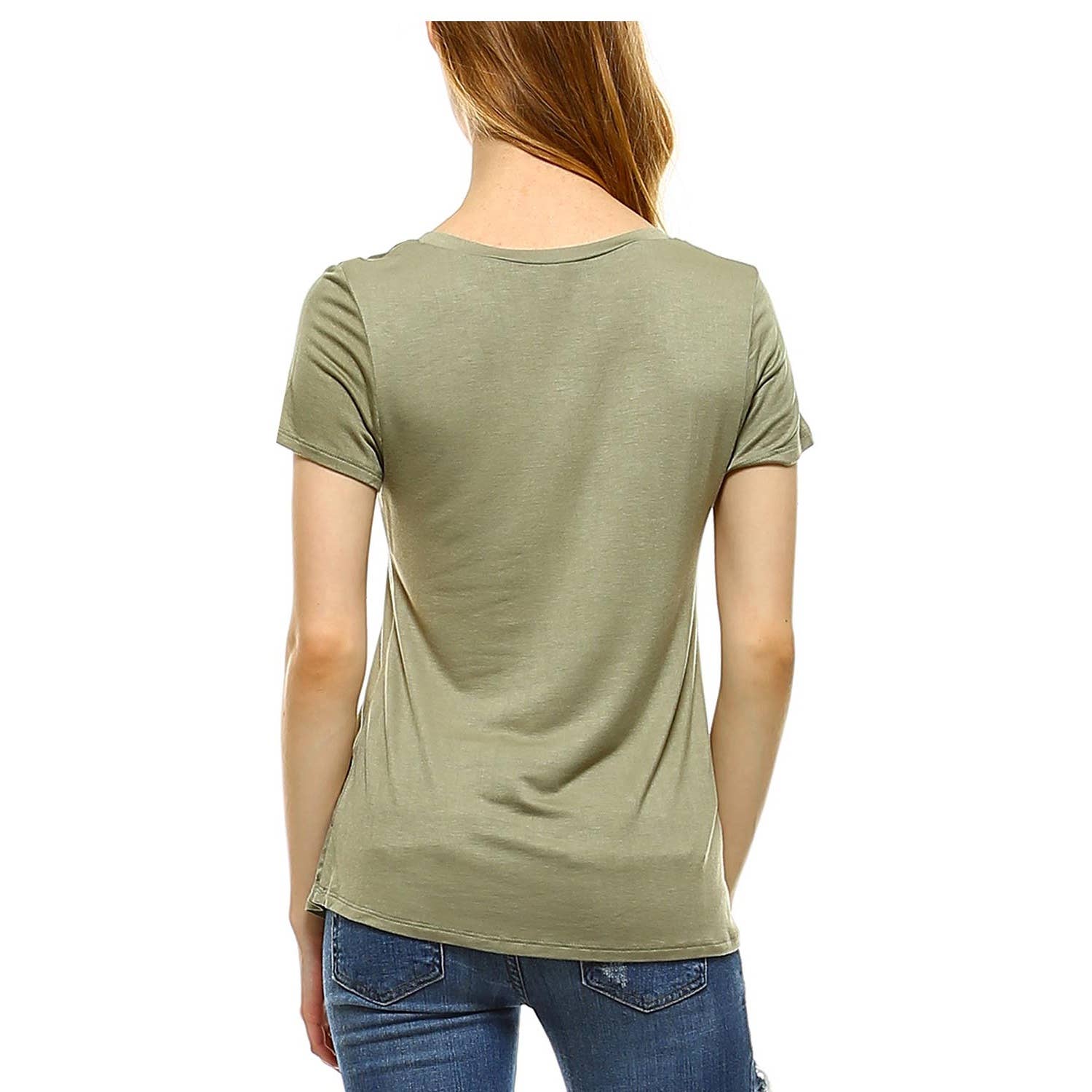 JHP Collection - Wholesale Shirt - Women's - WOMENS CASUAL SOLID V NECK SHORT SLEEVE T SHIRT7