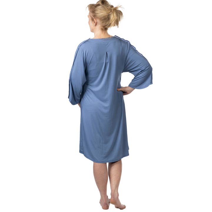 KickIt Pajamas - Vendita all'ingrosso Vestito - Donna - Camice ospedaliero in blu fiordaliso - Senza bottoni a pressione