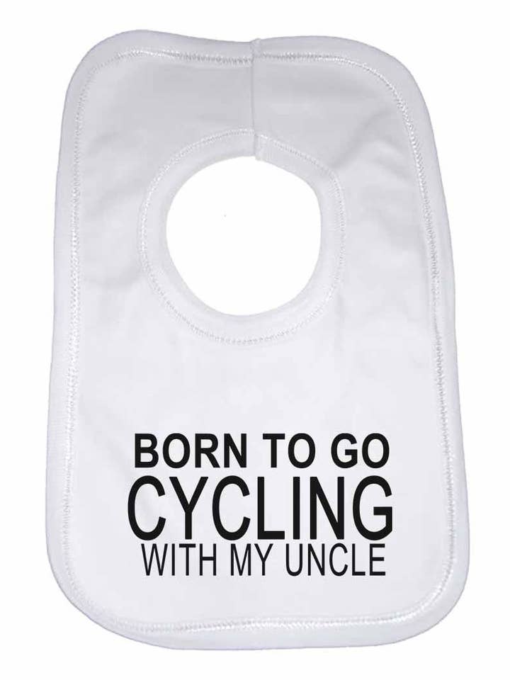 Born to Go Cycling with My Uncle babyslabbetjes voor jongens voor meisjes voor wholesale door Little Ratbag