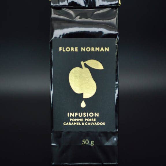 FLORE NORMAN - Vendita all'ingrosso Tisane salutari e depurative - Infuso Mela, Pera, Caramello & Calvados - Sacchetto 50gr