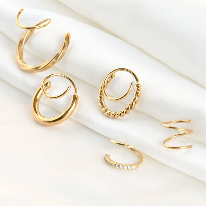 Blueyejewelry – wholesale Hoop earrings – Gold Spiral Hoop Earrings - Waterproof Twist Earrings 3