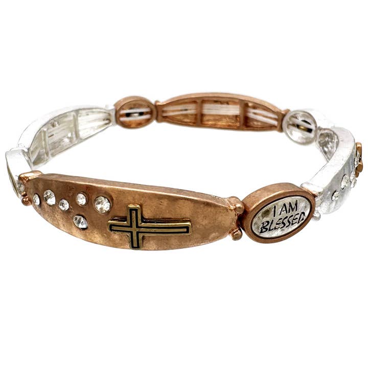 Jeg er Velsignet Kors Rhinsten Strækarmbånd for engroshandel hos Lunar Deer