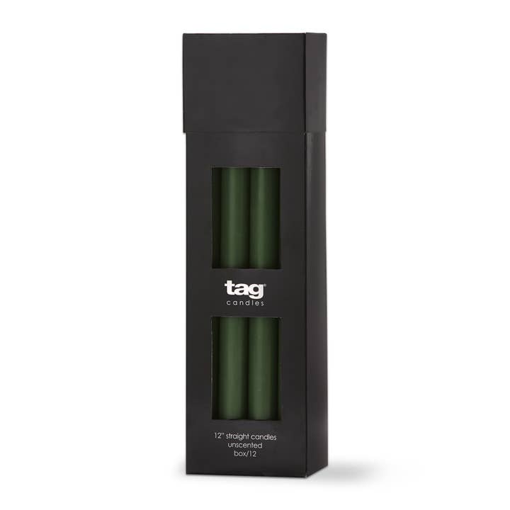Color Studio 12" Straight Candle Hunter Green Wax Everyday for wholesale by tag