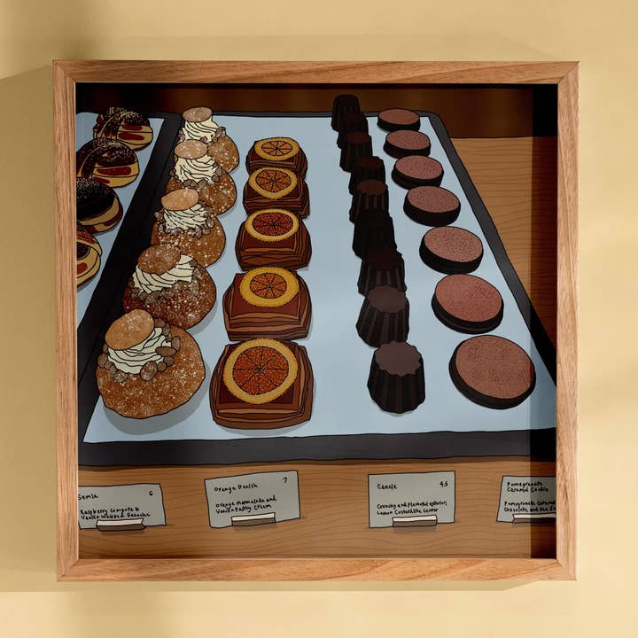 Pastry & Desserts Display Art Print | 8"x8" Illustration for wholesale by Pancake Press