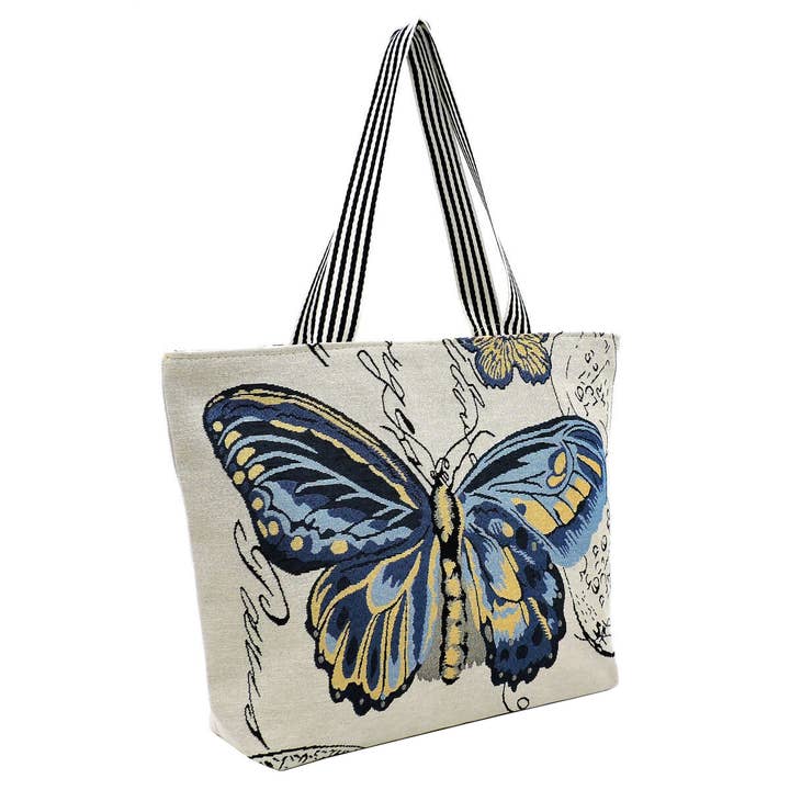 Cap Zone - Wholesale Tote Bag - Women's - Butterfly Wonderland Tapestry Canvas Tote