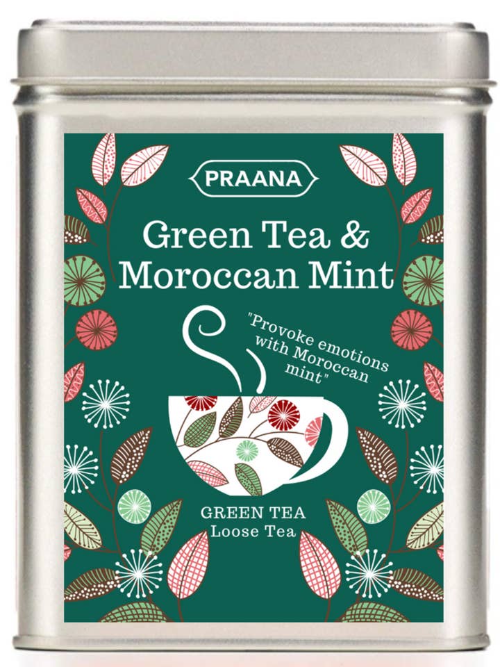 Grøn te med marokkanske mynteblade - Gavedåse - 100 g for engroshandel hos PRAANA TEA