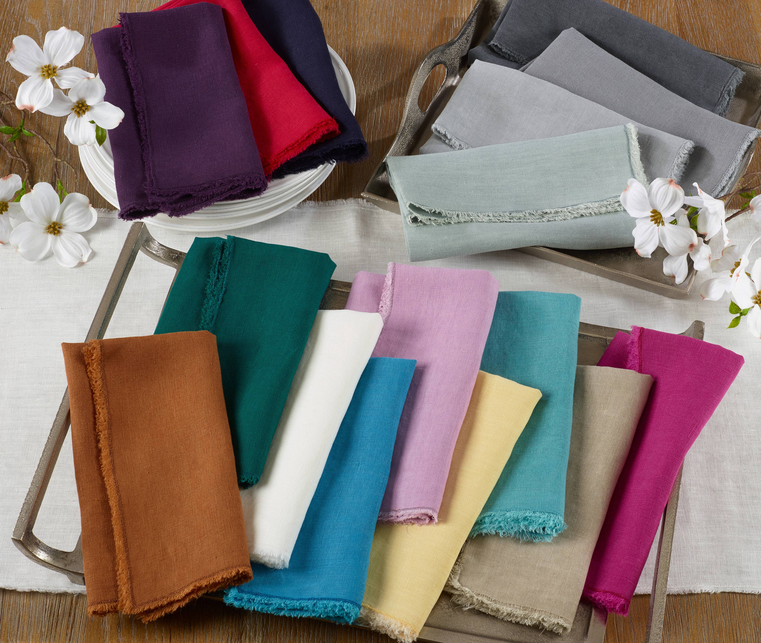 Saro Lifestyle – wholesale Dinner & cloth napkin – Fringed Design Stone Washed Napkin13