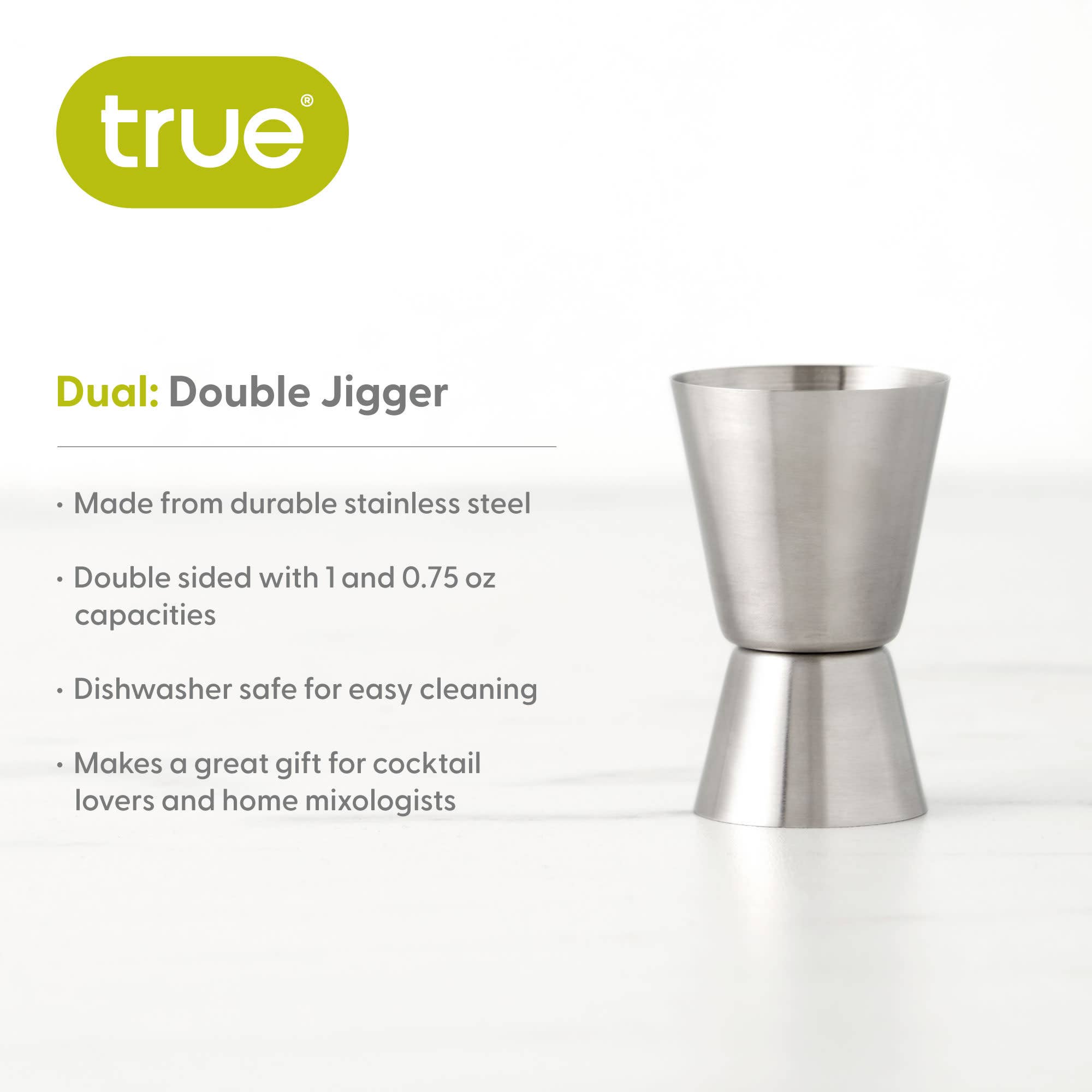 TRUE - Wholesale Jigger - Stainless Steel Double Jigger .75 1 oz or 1 1.5 oz6