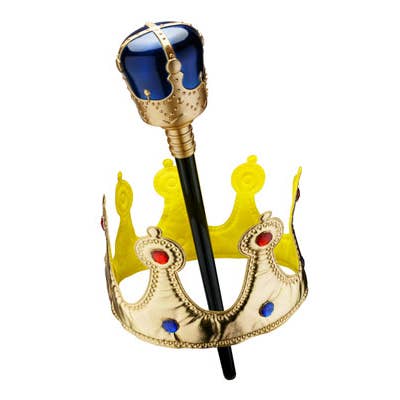 Dress Up America - Wholesale Costume - Kids - Gold Crown and Scepter with Blue Orb