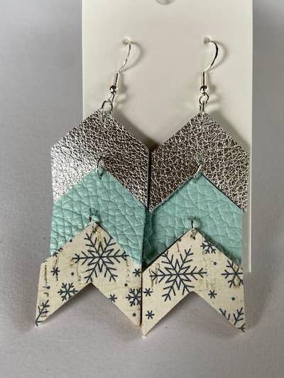 Orecchini chevron a 3 livelli per la vendita all'ingrosso da parte di K Leather Designs