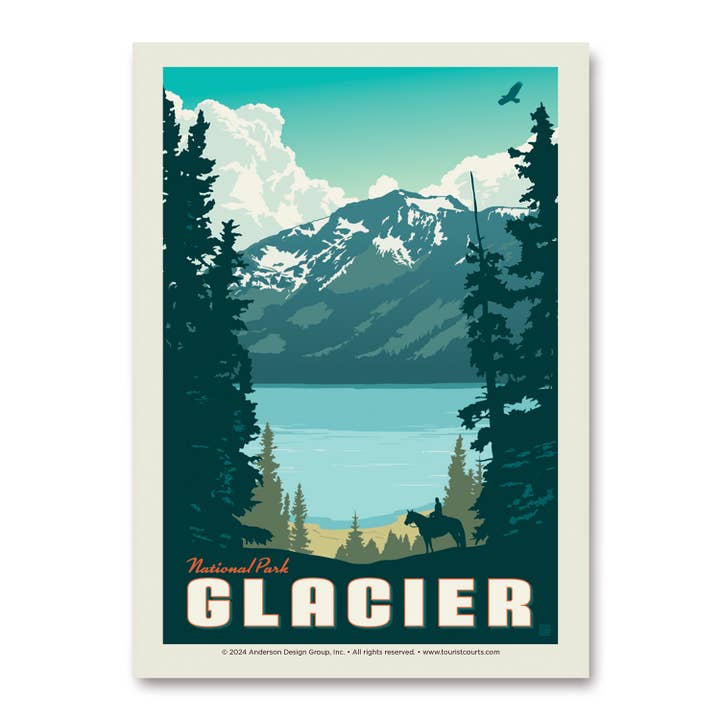 Tourist Courts - Wholesale Sticker - Glacier Horseback Rider Vert Sticker