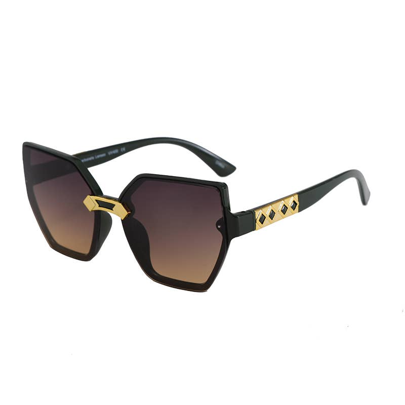 Prime Opticals – wholesale Sunglasses – Women's – F3221, Oversized Cateye Frame With Gold Decor Arm Sunglasses6