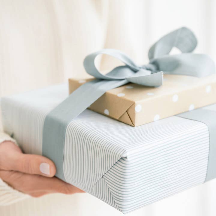 Sugar Paper - Wholesale Wrapping Paper Roll - Blue Painted Stripe, Gift Wrap Roll1