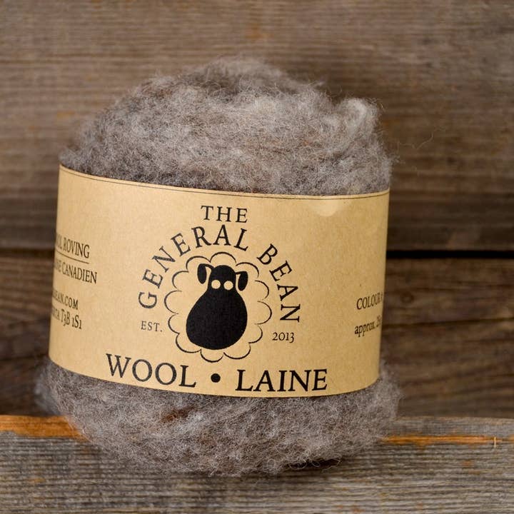 Needle Felting Wool-- Dark Grey Local Wool- Roving for wholesale by The General Bean