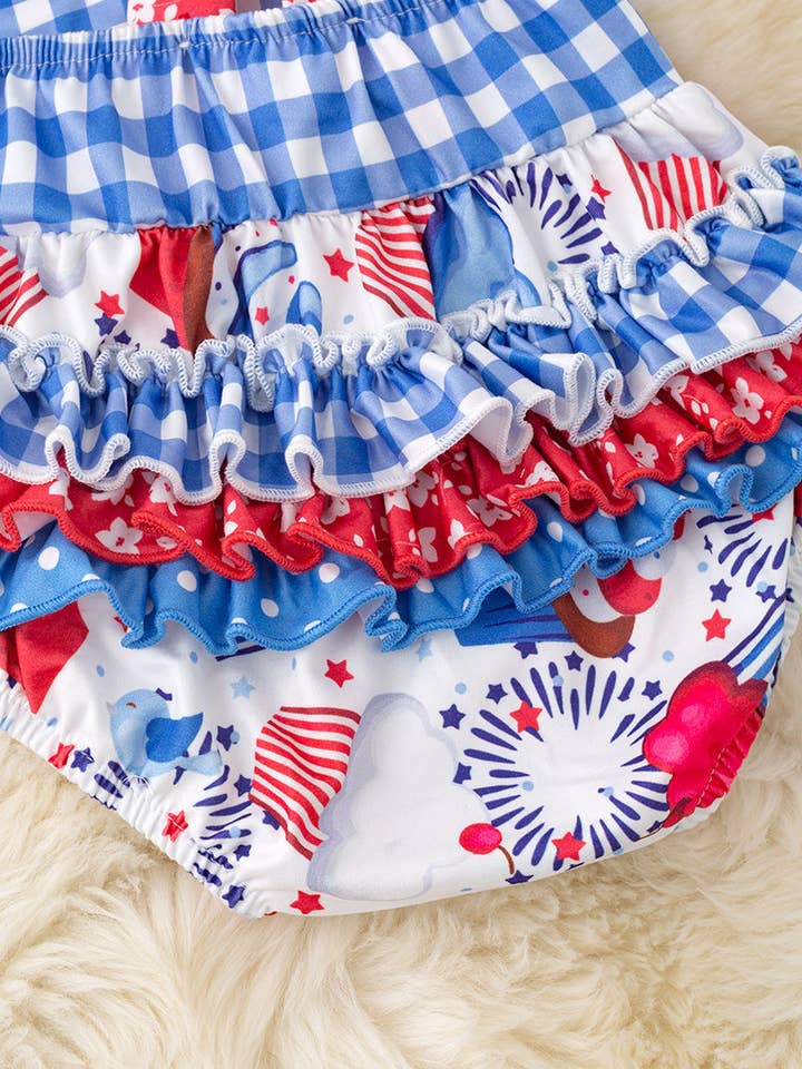 Kids Charm Online - Wholesale Bodysuit (Non-Footed) - Baby - Cup cake printed patriotic baby bodysuit. RPG50579 AMY3