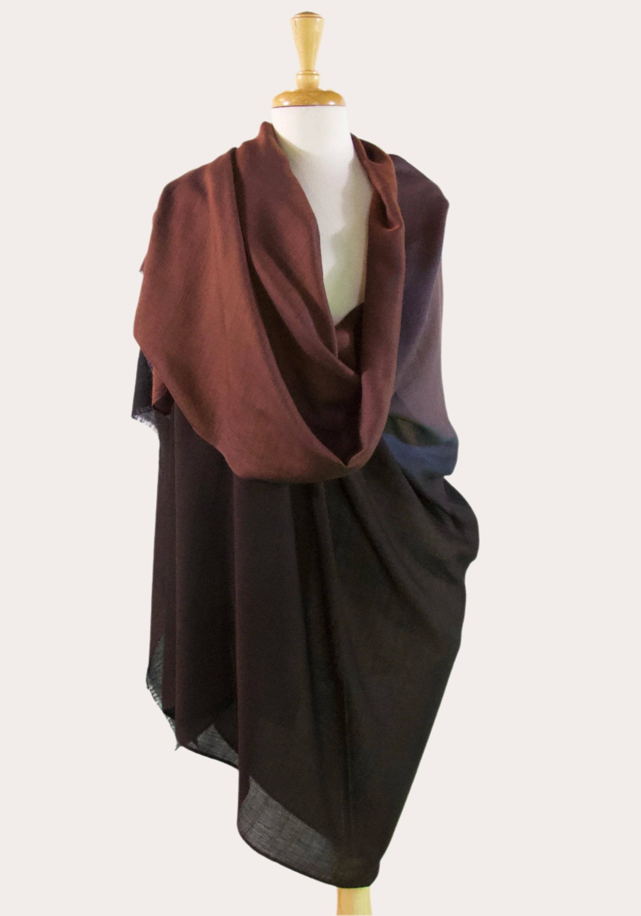 Jaipur Pink - Wholesale Scarf - Women's - Ombre Wool Silk Throw Blanket Scarf - Cocoa0