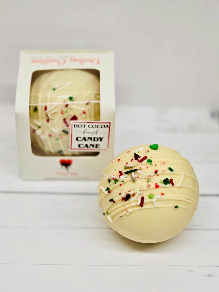 Candy Cane varm kakaobombe for engroshandel hos Darling Creations by Jenn