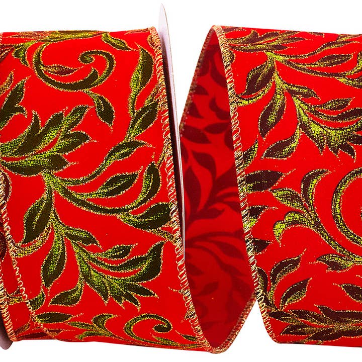 Exquisite Scroll Holiday Wired Edge, Red/green, 2-1/2 In for wholesale by RELIANT RIBBON