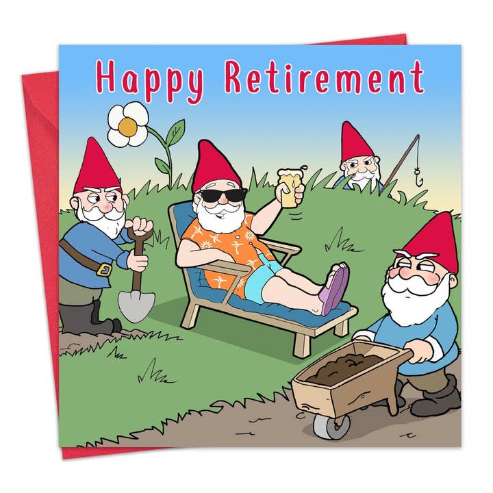 Gnomes - Retirement Funny Card for wholesale by Twizler Ltd