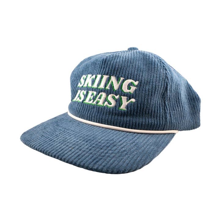 "LE SKI EST FACILE" | CHAPEAU À CORDON (Bleu) pour la vente par SKIING IS EASY