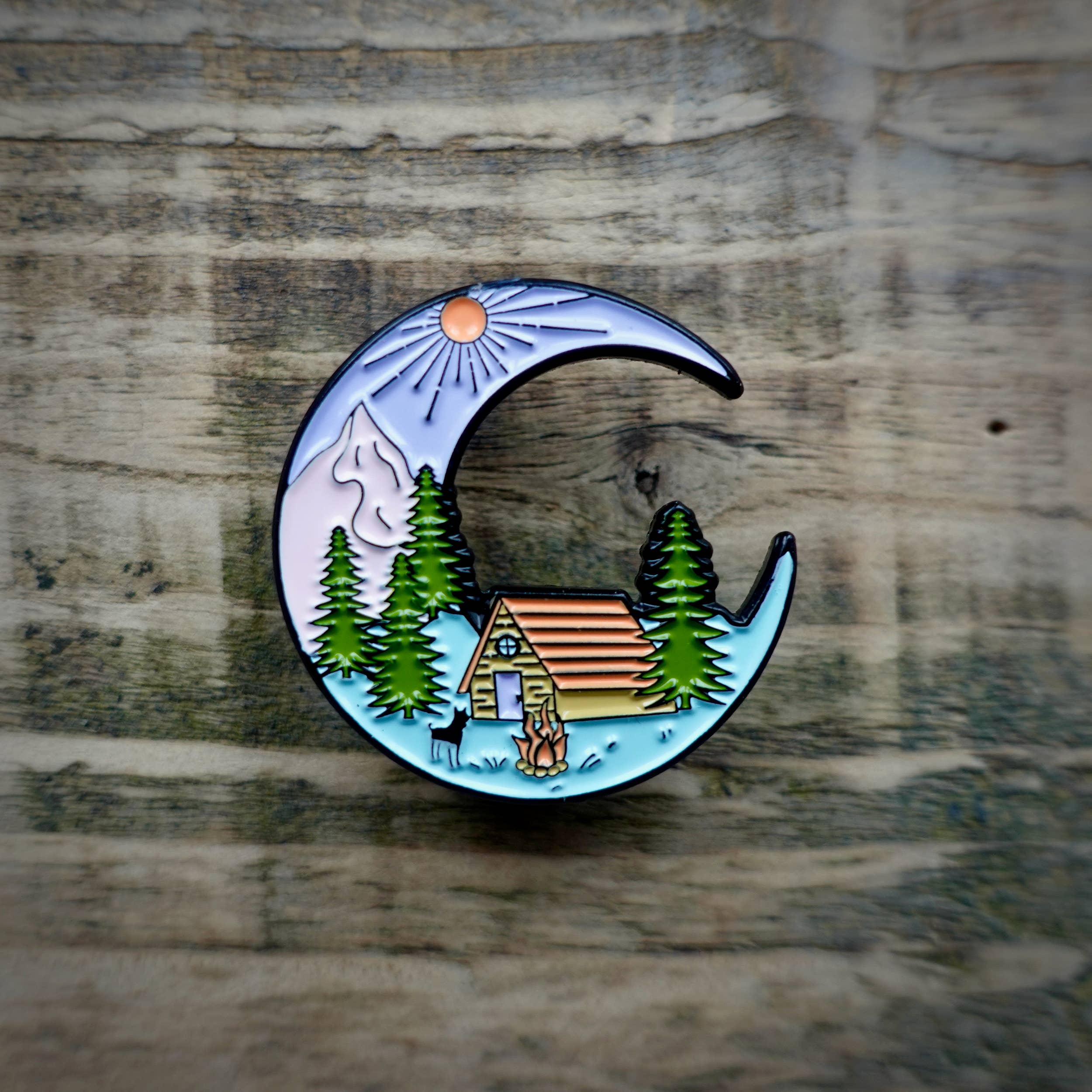 EllieBeanPrints - Wholesale Lapel Pin/Button - Adventure Moon Enamel Pin Badge | With Card2